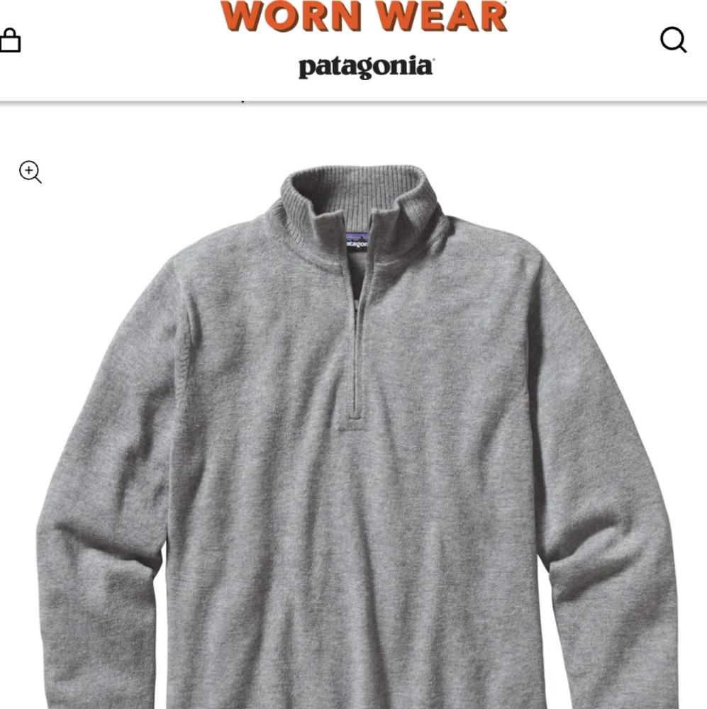 PATAGONIA WORN WEAR MENS S LADIES M LAMBSWOOL 3/4 ZIP SOFT SWEATER